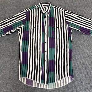 VTG Wrangler Western Shirt‎ Stripped Geometric Pattern Long Sleeve Shirt Sz Med